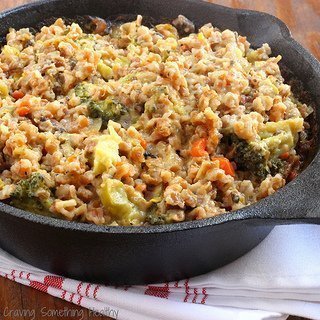 Lightened Up Broccoli Cheese and Farro Casserole