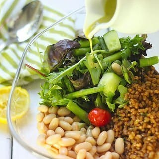 Beans, Greens and Grains With Lemon Basil Vinaigrette