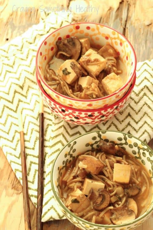 Miso Noodle Bowls with Tofu and Mushrooms|Craving Something Healthy