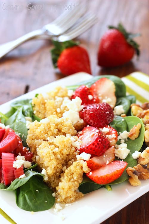 Strawberry Rhubarb Spinach Salad|Craving Something Healthy