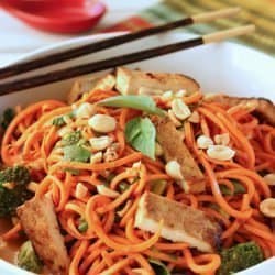 Sesame Peanut Sweet Potato Noodles with Tofu|Craving Something Healthy