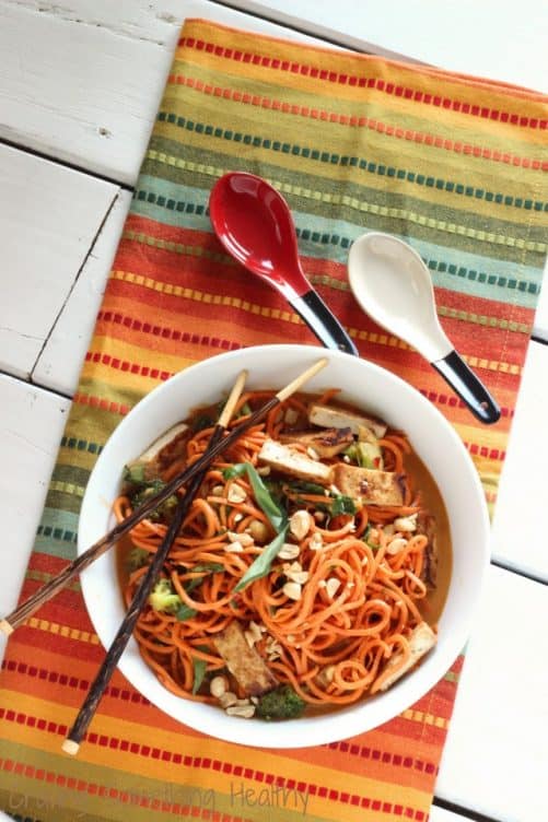 Sesame Peanut Sweet Potato Noodles with Tofu|Craving Something Healthy