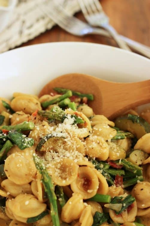 One Pan Orecchiette Primavera|Craving Something Healthy