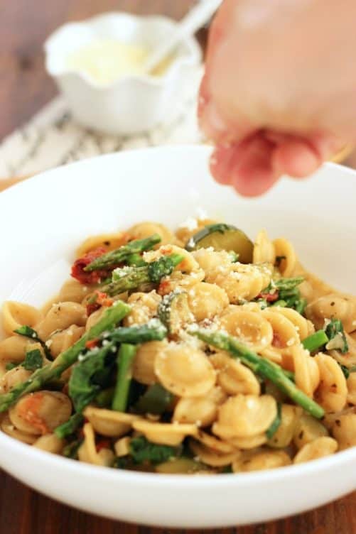 One Pan Orecchiette Primavera|Craving Something Healthy