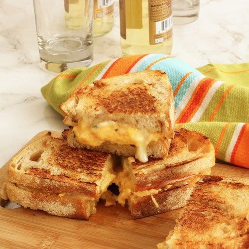 Grilled Cheddar, Brie and Apple Sandwiches