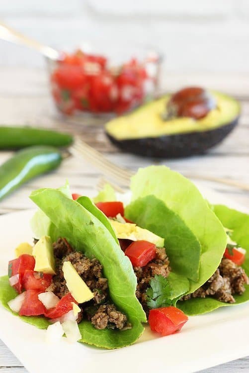 Ground Beef and Mushroom Lettuce-Wrap Tacos