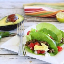 A 50/50 blend of lean ground beef and mushrooms is the BEST secret to making your lean ground beef even leaner, tastier, super tender, and more nutritious. Try it in these lightened up Lean Ground Beef and Mushroom Lettuce Tacos|Craving Something Healthy