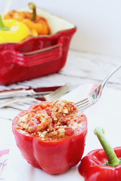 Mediterranean Stuffed Peppers with Turkey, Lentils and Feta|Craving Something Healthy