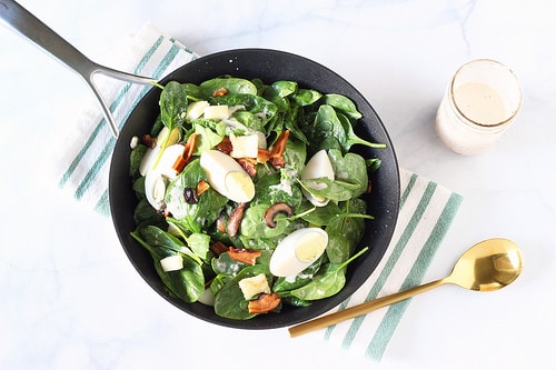 Warm and Loaded Spinach Salad | Craving Something Healthy