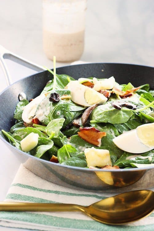 Warm and Loaded Spinach Salad