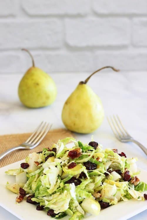 Brussels Sprouts Slaw with Cranberries and Walnuts