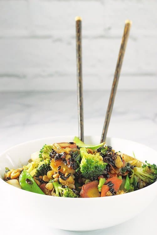 Forbidden Rice, Tempeh and Vegetable Power Bowls