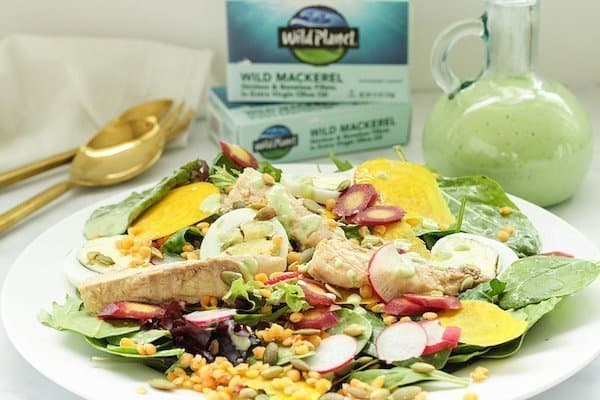 Wild Mackerel Good Mood Salad with Creamy Kefir Herb Dressing |Craving Something Healthy