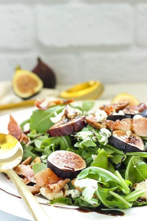 Fig & Arugula Salad with Blue Cheese & Prosciutto | Craving Something Healthy