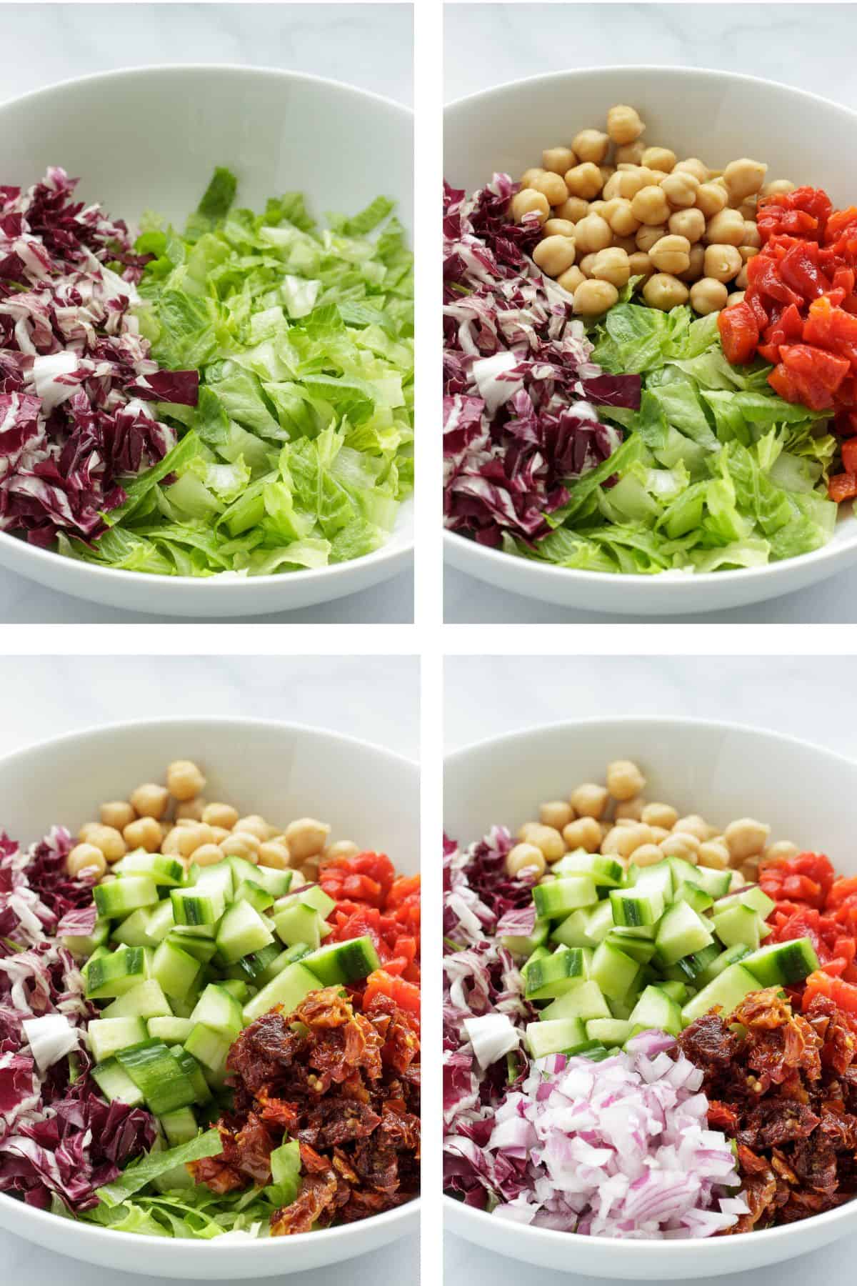 steps to make a Mediterranean chopped salad